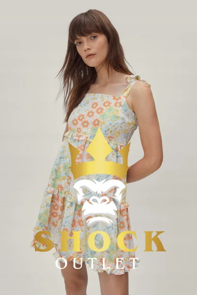 B10C314 NIEBIESKA SUKIENKA W KWIATY NASTY GAL XS