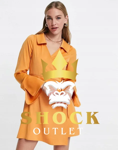 A0C110 POMARAŃCZOWA SATYNOWA SUKIENKA FASHION UNION S