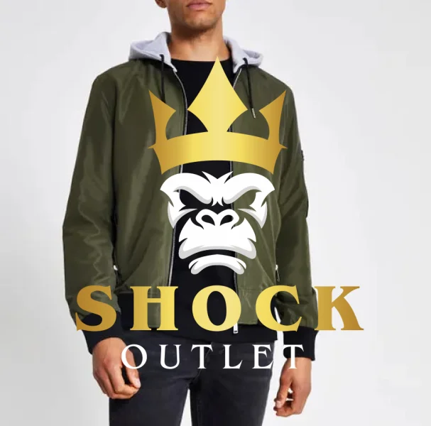 F4B006 KHAKI KURTKA BOMBER Z SZARYM KAPTUREM RIVER ISLAND M