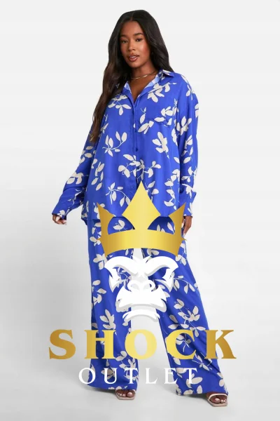 A6E107 NIEBIESKIE SPODNIE W KWIATY BOOHOO 5XL