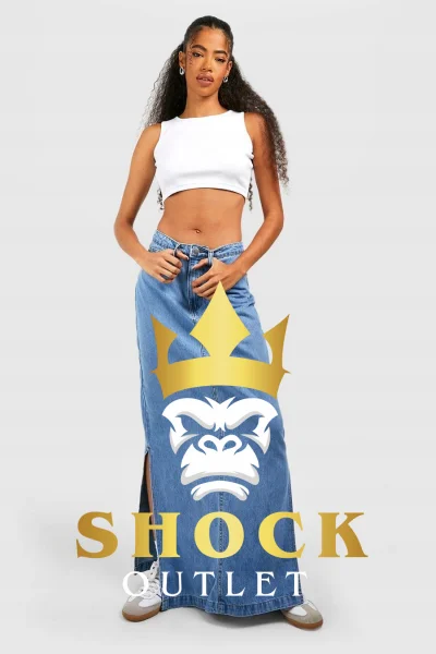 H4B03 NIEBIESKA JEANSOWA SPÓDNICA MAXI BOOHOO XS