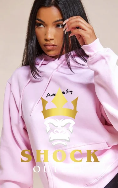 G1B210 RÓŻOWA BLUZA Z KAPTUREM OVERSIZE PRETTYLITTLETHING M
