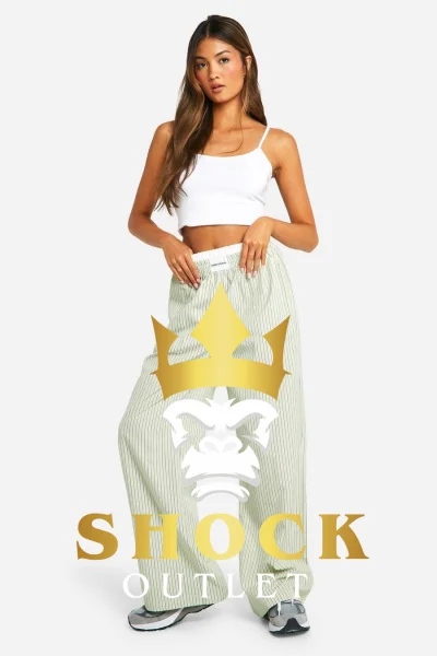 D0E131 ZIELONE MATERIAŁOWE SPODNIE W PASKI BOOHOO XL