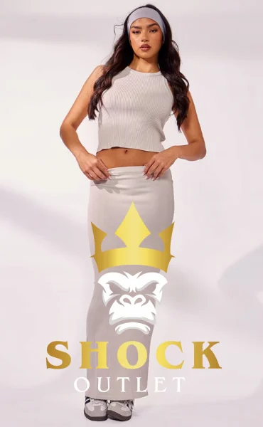 A2D002 SZARA DŁUGA SPÓDNICA PRETTYLITTLETHING XXL