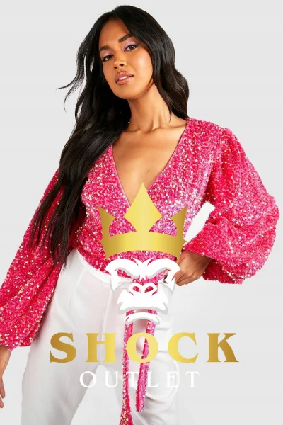 G0C003 RÓŻOWE BODY Z CEKINAMI I PASKIEM BOOHOO L