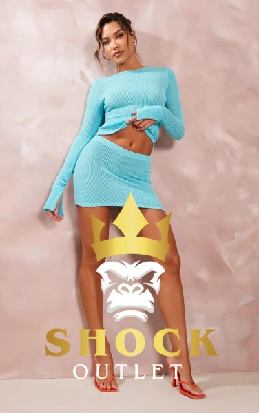 D5C308 NIEBIESKA BLUZKA SWETROWA PRETTYLITTLETHING XL