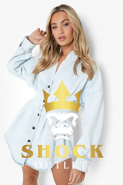 D5B301 NIEBIESKA SUKIENKA Z DŁUGIM RĘKAWEM BOOHOO XL