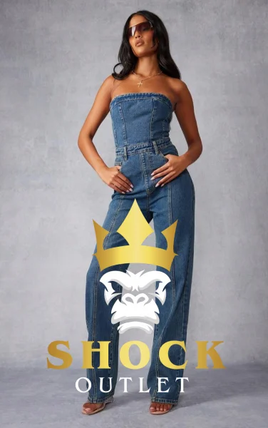 A7D204 NIEBIESKI JEANSOWY KOMBINEZON TALL PRETTYLITTLETHING XXL