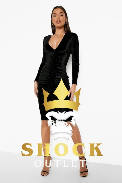 C4C007 CZARNA WELUROWA MARSZCZONA SUKIENKA BOOHOO 3XL