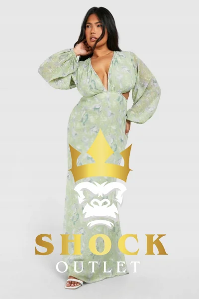 G0A202 ZIELONA SUKIENKA W KWIATY MAXI BOOHOO 6XL