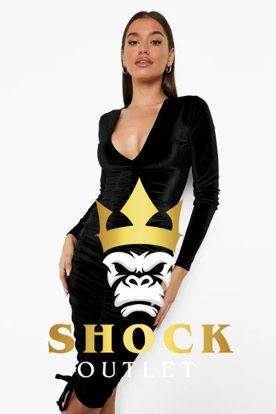 A8E017 CZARNA WELUROWA SUKIENKA MIDI BOOHOO S
