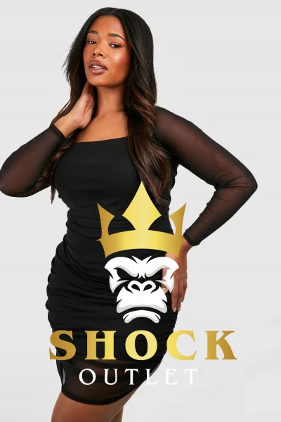 C10D32 CZARNA SIATECZKOWA SUKIENKA PLUS SIZE BOOHOO 8XL