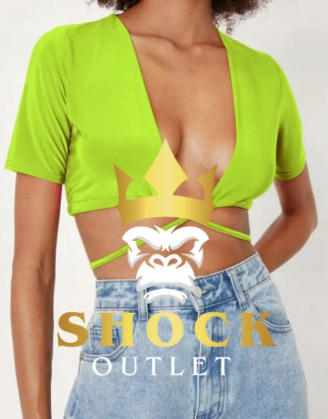 A8A019 ZIELONY TOP WIĄZANY NASTY GAL XL