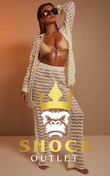 B10E108 BEŻOWE DŁUGIE SPODNIE PRZEŚWITUJĄCE PRETTYLITTLETHING M
