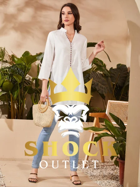 D0B012 BIAŁA KOSZULA POMPONY BOHO SHEIN S