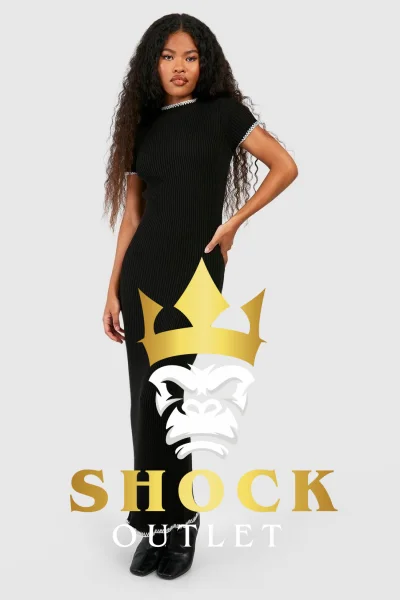 B8C206 CZARNA SUKIENKA SWETERKOWA MAXI BOOHOO L