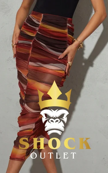 C8A113 DŁUGA SPÓDNICA SIATECZKOWA BRĄZ PRETTYLITTLETHING XS