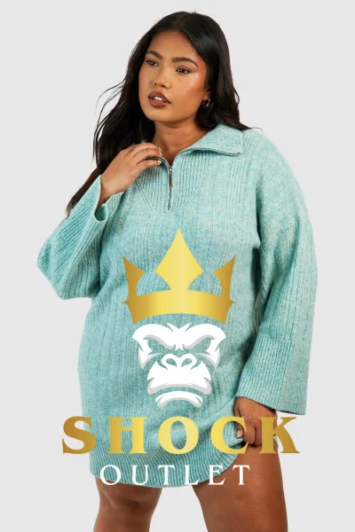 B8D007 NIEBIESKA SUKIENKA SWETERKOWA PLUS SIZE BOOHOO 4XL/5XL