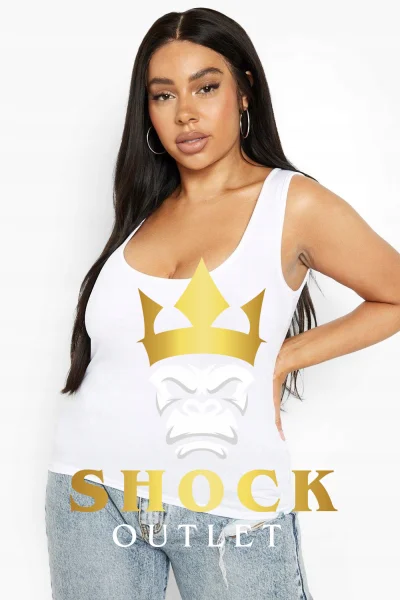 B9B011 BIAŁA KOSZULKA NA RAMIĄCZKACH PLUS SIZE BOOHOO 4XL