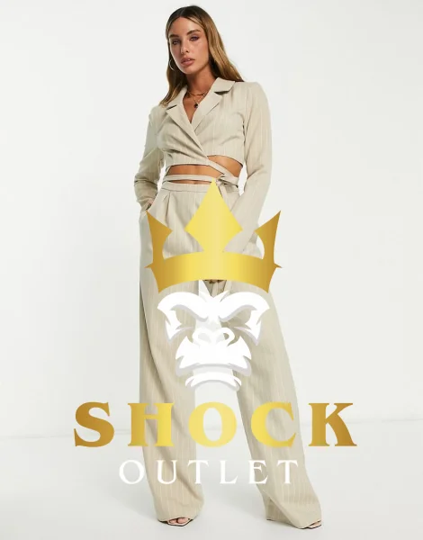 A7D101 BEŻOWE SPODNIE W PASKI ASOS DESIGN L