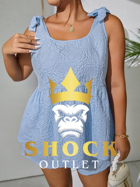 A7E003 NIEBIESKI KOMPLET BLUZKA I SPODENKI SHEIN 3XL
