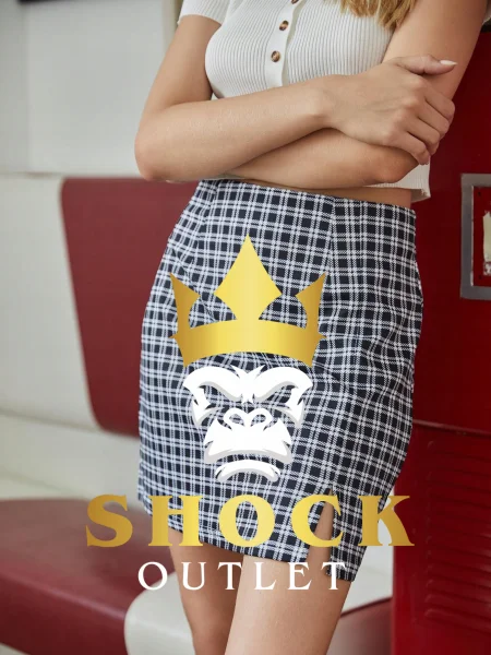 A8B205 MINI SPÓDNICZKA W KRATĘ Z WYCIĘCIEM SHEIN S