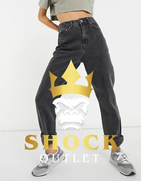 B8B103 CZARNE SPODNIE MOM JEANS ASOS DESIGN 26/32
