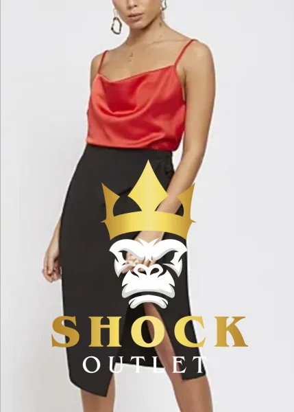 A0B012 DAMSKI TOP CZERWONY SATYNA 4TH RECKLESS L