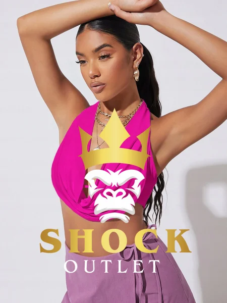 C0E124 RÓŻOWY WIĄZANY CROP TOP SHEIN S