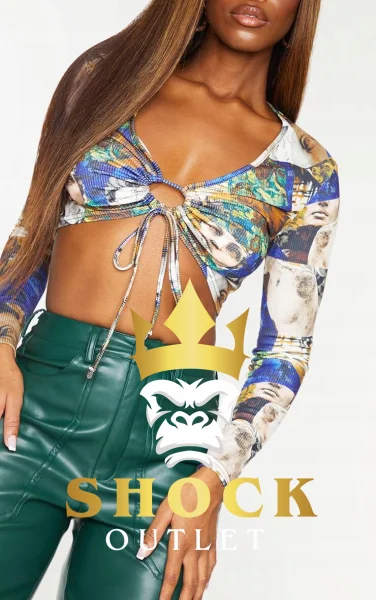 B8E005 TOP WIĄZANY PRINT PRETTYLITTLETHING S