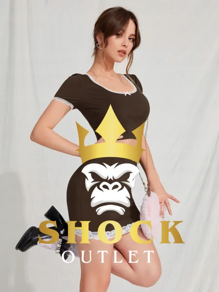 C0E116 BRĄZOWY TOP Z KORONKĄ SHEIN XS