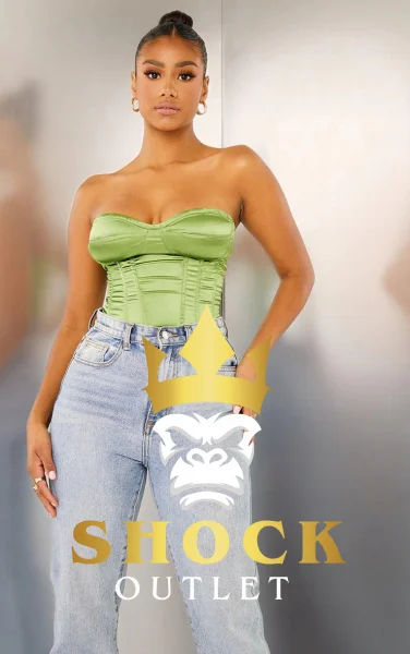 B4E202 SATYNOWY GORSET ZIELONY PRETTYLITTLETHING M