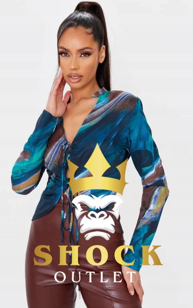 A8D114 WIĄZANA KOSZULA NIEBIESKA PRETTYLITTLETHING M