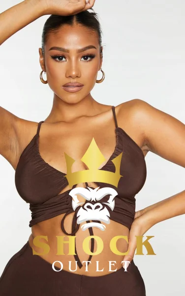 A1E111 CZEKOLADOWY TOP PRETTYLITTLETHING M