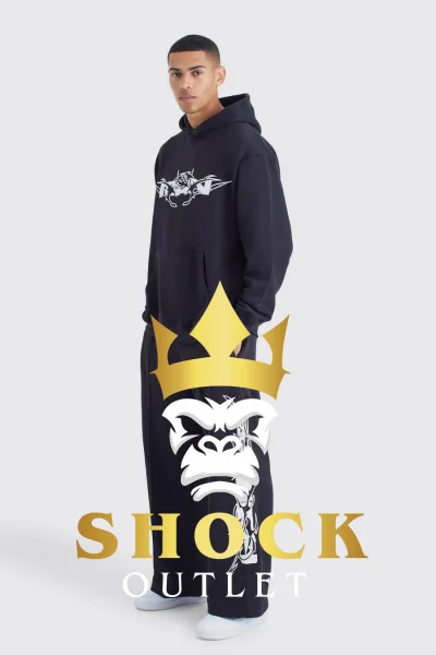 B0A206 CZARNY KOMPLET DRESOWY OVERSIZE BOOHOOMAN M
