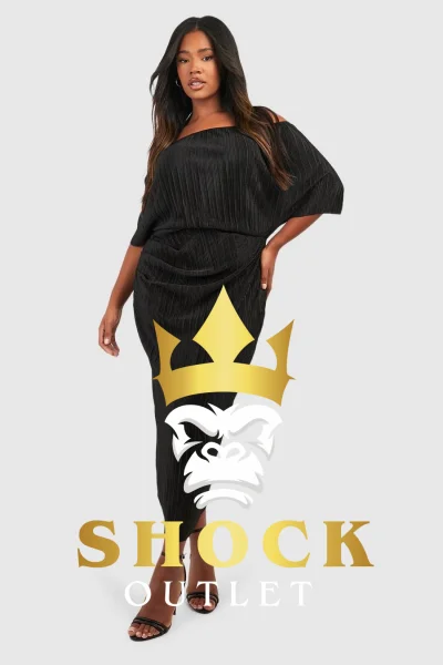 B4B013 CZARNA PLISOWANA SUKIENKA PLUS SIZE BOOHOO 4XL