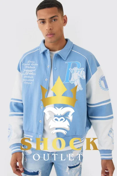 G1E201 NIEBIESKA BLUZA Z KOŁNIERZYKIEM BOOHOOMAN L