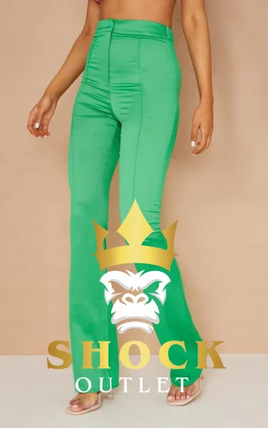 D5B010 ZIELONE SATYNOWE SPODNIE TALL PRETTYLITTLETHING S