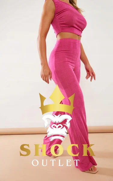 D0A002 RÓŻOWE SPODNIE Z SZEROKĄ NOGAWKĄ PRETTYLITTLETHING XS