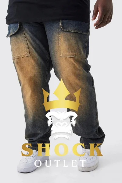 D5C001 NIEBIESKIE SPODNIE JEANSOWE PLUS SIZE BOOHOOMAN 42