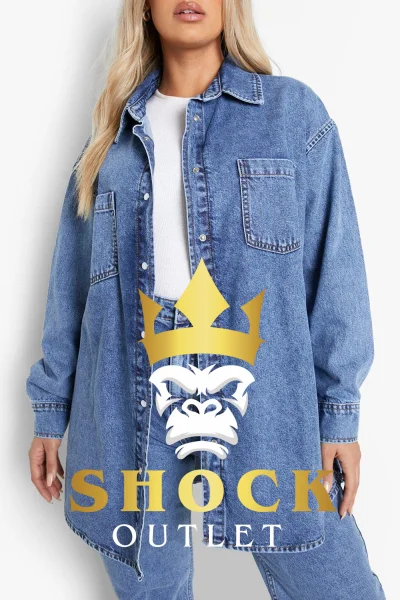 A2E014 NIEBIESKA KOSZULA JEANSOWA PLUS SIZE BOOHOO XXL