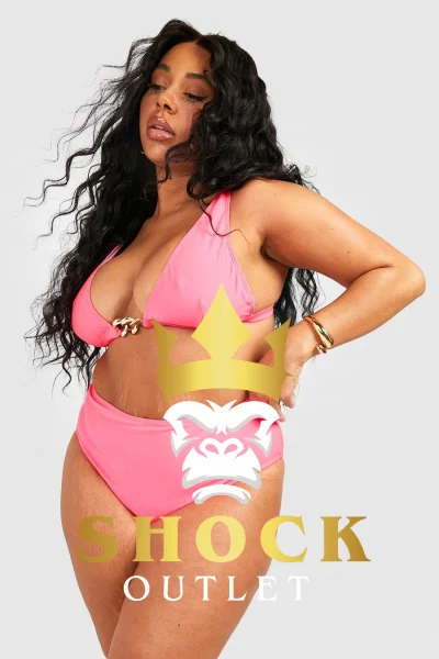 C4A014 NEONOWO RÓŻOWY DWUCZĘŚCIOWY STRÓJ KĄPIELOWY PLUS SIZE BOOHOO 8XL