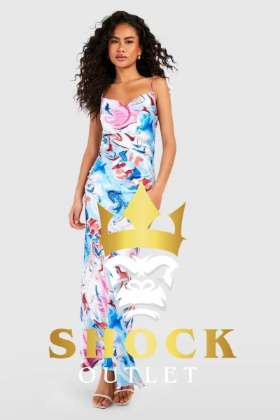 B9D206 KOLOROWA SUKIENKA MAXI Z ABSTRAKCYJNYM WZOREM BOOHOO S