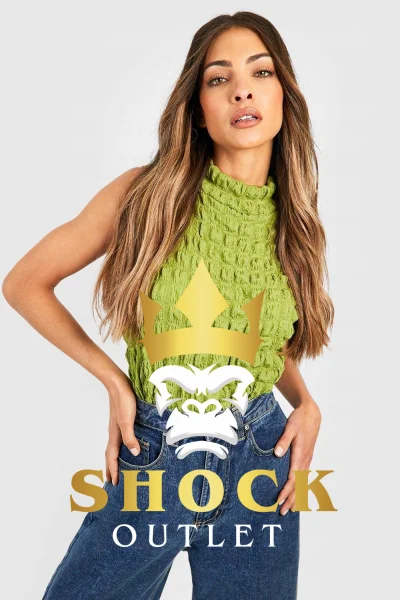 D2E115 ZIELONY TOP BUBBLE BOOHOO XS