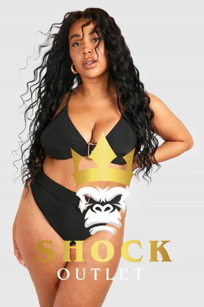 C5C207 CZARNY DWUCZĘŚCIOWY KOSTIUM KĄPIELOWY PLUS SIZE BOOHOO 8XL