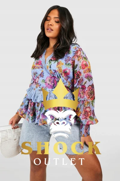 C1D009 NIEBIESKA BLUZKA W KWIATY BOOHOO 3XL