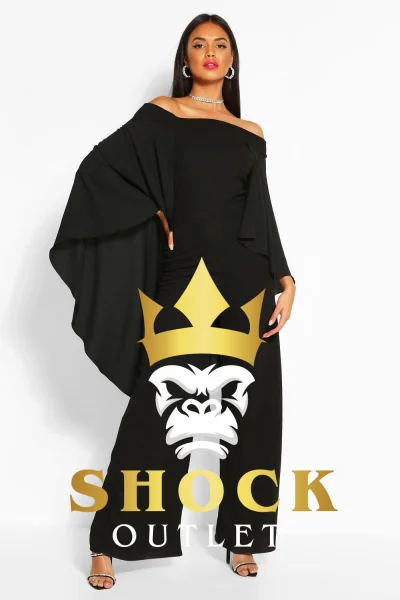 G0E004 CZARNY ELEGANCKI KOMBINEZON BOOHOO S