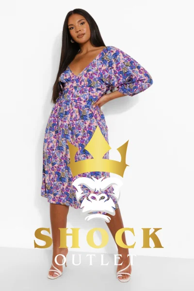 D0B011 FIOLETOWA MIDI SUKIENKA W KWIATY BOOHOO 7XL