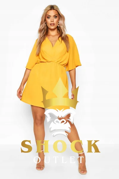 D5D110 ŻÓŁTA SUKIENKA PLUS SIZE BOOHOO 6XL