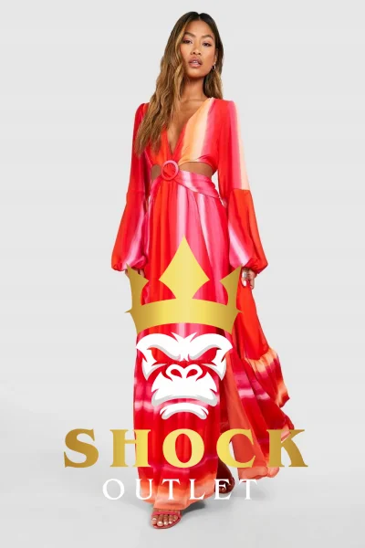 G1B004 CZERWONA SUKIENKA Z WYCIĘCIEM BOOHOO XXL